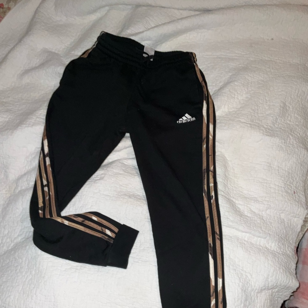 Adidas Camouflage 3 stripes Black Joggers.